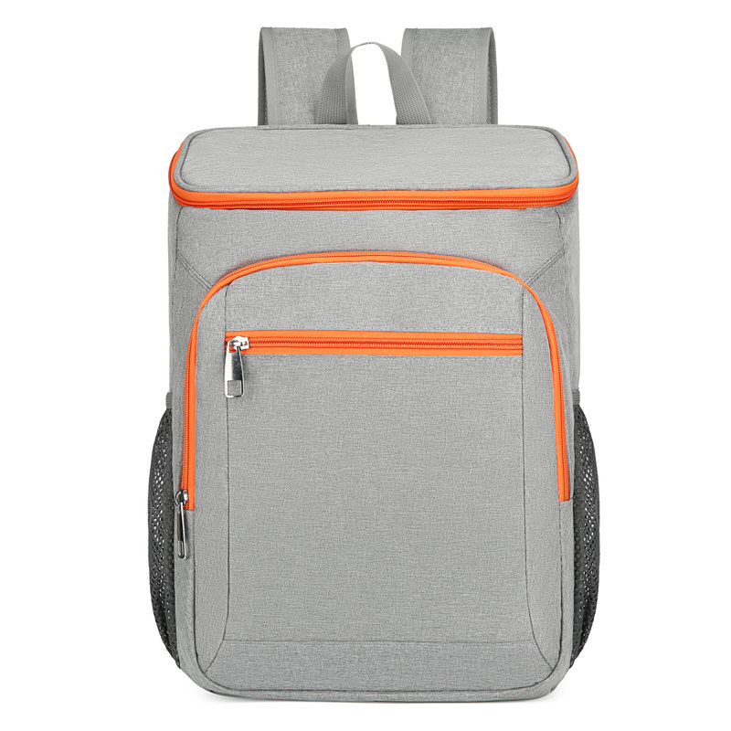 Waterproof Leakproof Thermal Insulated Outdoor Cooler Backpack For Hiking Camping Picnic (Color: Gray/Orange)