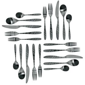 Elegant Western Utensils 20 Piece Flatware Utensil Set 4 In (Color: Black, Type: knife and fork)