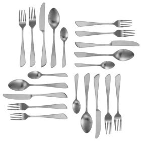 Elegant Western Utensils 20 Piece Flatware Utensil Set 4 In (Color: Matte Silver, Type: knife and fork)